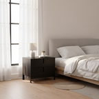Modern Shabby Chic Nightstand - Eco-Friendly MDF & Easy-Clean Surface 2-Drawer Bedside Table For Bedroom Lumendat