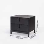 Modern Shabby Chic Nightstand - Eco-Friendly MDF & Easy-Clean Surface 2-Drawer Bedside Table For Bedroom Lumendat
