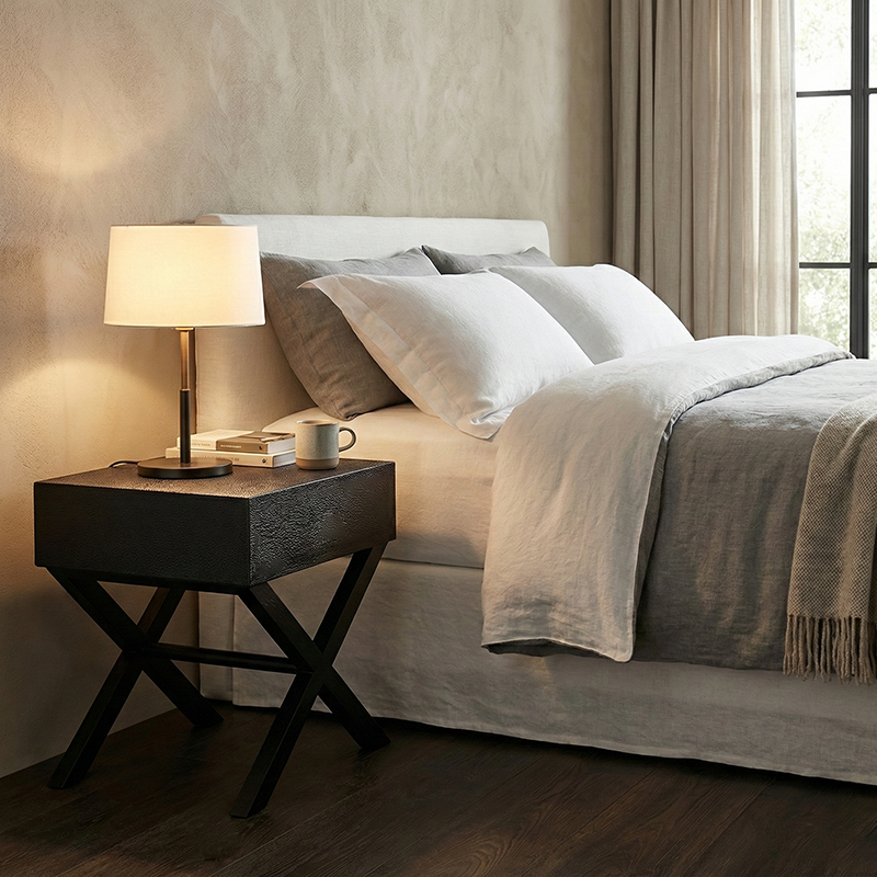 Space-Saving Shabby Chic Nightstand - Sturdy Wooden Cross Support Bedside Table 1-Drawer For Bedroom Lumendat
