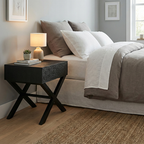 Space-Saving Shabby Chic Nightstand - Sturdy Wooden Cross Support Bedside Table 1-Drawer For Bedroom Lumendat