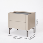 Eco-Conscious Minimalist Nightstand - Rust-Resistant Stainless Steel Base & Smooth 2-Drawer Bedside Table For Bedroom & Living Room Lumendat