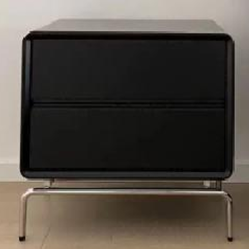 Nordic Rectangular Design Nightstand - E1 Eco-Friendly MDF & Stable Stainless Steel Base Bedside Table 2-Drawer For Bedroom Lumendat