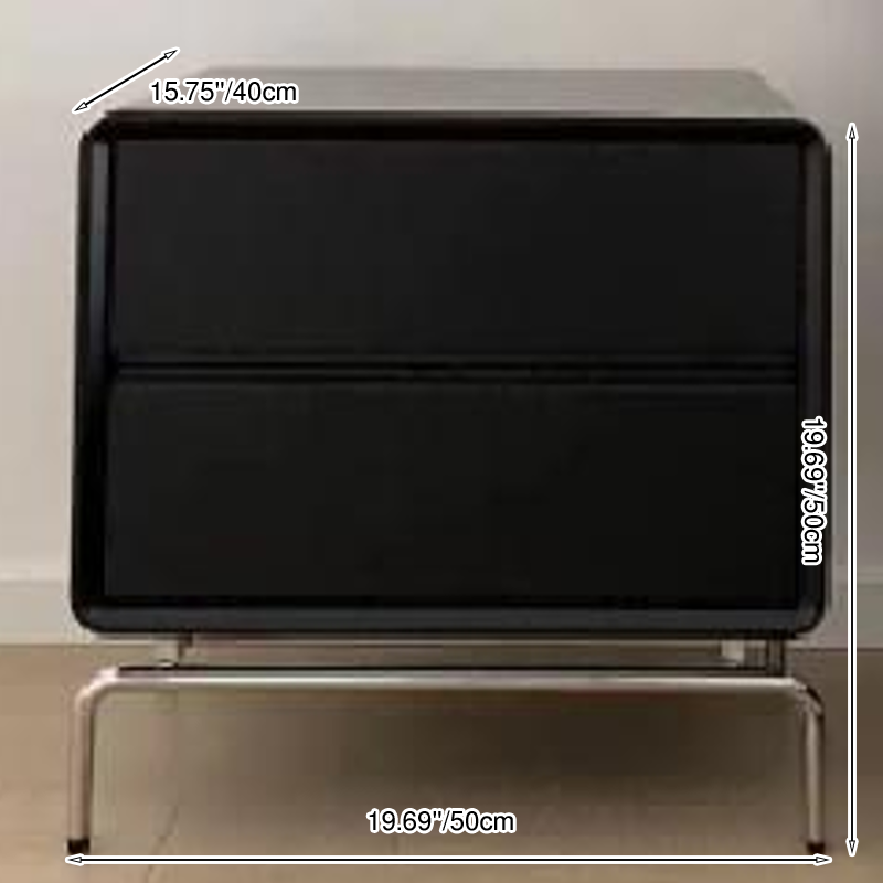 Nordic Rectangular Design Nightstand - E1 Eco-Friendly MDF & Stable Stainless Steel Base Bedside Table 2-Drawer For Bedroom Lumendat