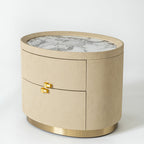 Layout-Flexible Luxury Nightstand - Eco-Friendly Composite Cabinet Rock Slab Top Bedside Table 2-Drawer For Bedroom & Living Room Lumendat