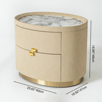 Layout-Flexible Luxury Nightstand - Eco-Friendly Composite Cabinet Rock Slab Top Bedside Table 2-Drawer For Bedroom & Living Room Lumendat