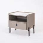 Traditional French-Style Nightstand - Eco-Friendly MDF & Durable Rock Slab Bedside Table 1-Drawer For Bedroom & Living Room Lumendat