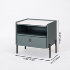 Traditional French-Style Nightstand - Eco-Friendly MDF & Durable Rock Slab Bedside Table 1-Drawer For Bedroom & Living Room Lumendat