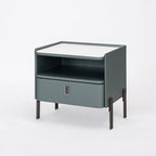 Traditional French-Style Nightstand - Eco-Friendly MDF & Durable Rock Slab Bedside Table 1-Drawer For Bedroom & Living Room Lumendat