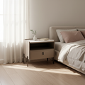 Traditional French-Style Nightstand - Eco-Friendly MDF & Durable Rock Slab Bedside Table 1-Drawer For Bedroom & Living Room Lumendat