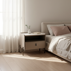 Traditional French-Style Nightstand - Eco-Friendly MDF & Durable Rock Slab Bedside Table 1-Drawer For Bedroom & Living Room Lumendat