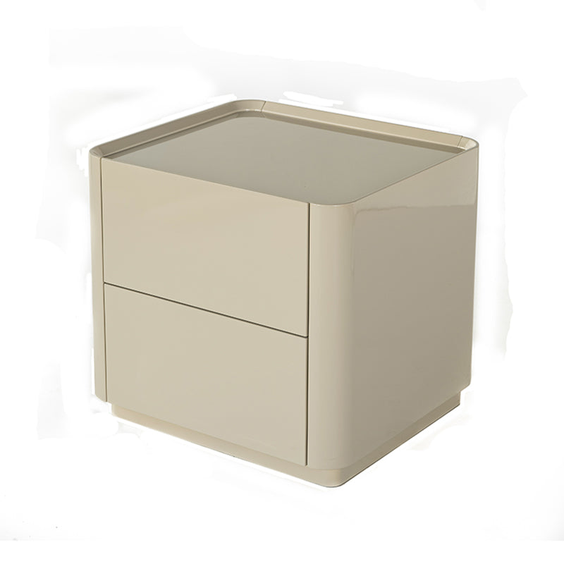Elegant Luxury Baking Paint Nightstand - Self-Closing Rail 2-Drawer Bedside Table For Bedroom & Living Room Lumendat