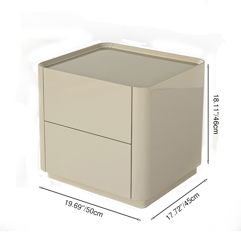Elegant Luxury Baking Paint Nightstand - Self-Closing Rail 2-Drawer Bedside Table For Bedroom & Living Room Lumendat