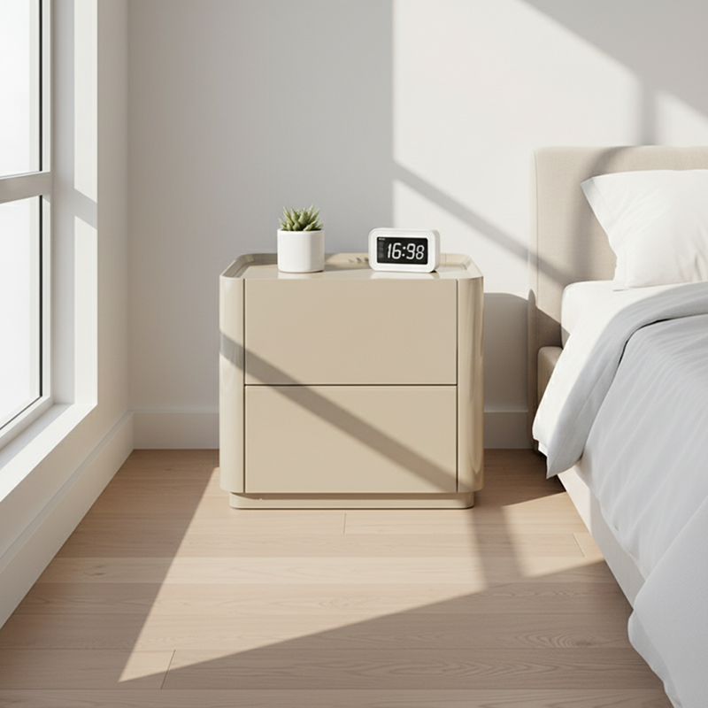 Elegant Luxury Baking Paint Nightstand - Self-Closing Rail 2-Drawer Bedside Table For Bedroom & Living Room Lumendat