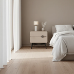 Soft-Hued Nordic Nightstand - Baking Paint Finish Integrated Metal Handle Bedside Table 2-Drawer For Bedroom Lumendat
