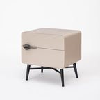 Soft-Hued Nordic Nightstand - Baking Paint Finish Integrated Metal Handle Bedside Table 2-Drawer For Bedroom Lumendat