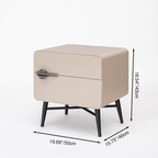 Soft-Hued Nordic Nightstand - Baking Paint Finish Integrated Metal Handle Bedside Table 2-Drawer For Bedroom Lumendat