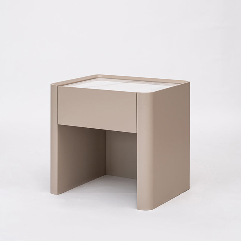 Stain-Resistant Nordic Nightstand - Soft Baking Paint Hue Dual Textured Tops Bedside Table 1-Drawer For Bedroom Lumendat
