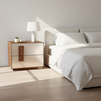 Contrast-Tone Vintage Nightstand - Wear-Resistant Wood Veneer Bedside Table 2-Drawer For Bedroom Lumendat