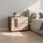Contrast-Tone Vintage Nightstand - Wear-Resistant Wood Veneer Bedside Table 2-Drawer For Bedroom Lumendat
