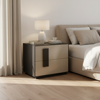 Contrast-Tone Vintage Nightstand - Wear-Resistant Wood Veneer Bedside Table 2-Drawer For Bedroom Lumendat