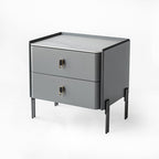 Eco-Friendly Scandinavian Nightstand - Rock Slab Tabletop & Corrosion-Resistant Legs Bedside Table 2-Drawer For Bedroom Lumendat