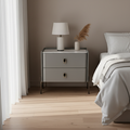 Eco-Friendly Scandinavian Nightstand - Rock Slab Tabletop & Corrosion-Resistant Legs Bedside Table 2-Drawer For Bedroom Lumendat