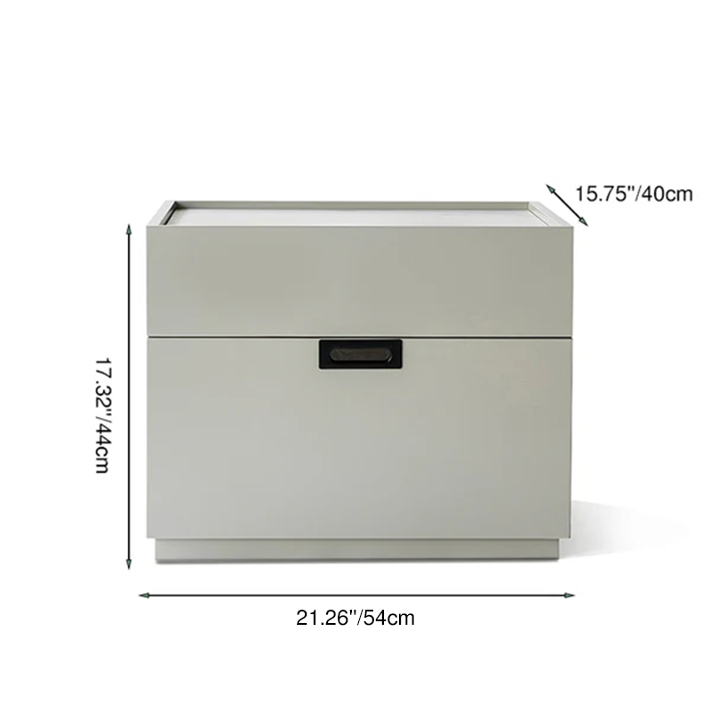 Quiet-Close Minimal Nightstand - Formaldehyde-Free MDF & Durable Rock Slab Top Bedside Table 2-Drawer For Bedroom Lumendat