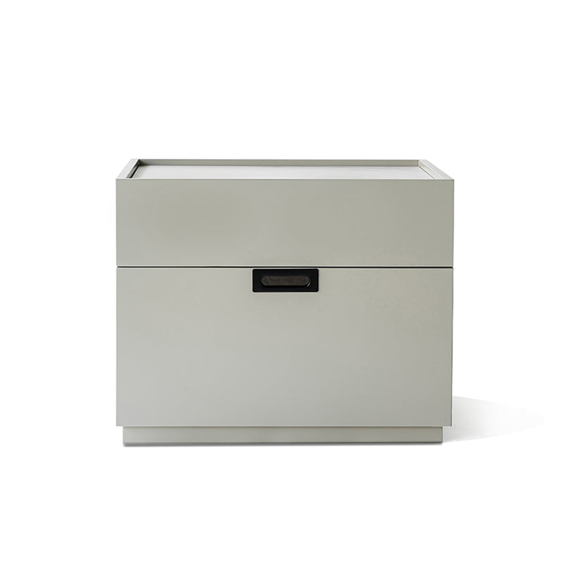 Quiet-Close Minimal Nightstand - Formaldehyde-Free MDF & Durable Rock Slab Top Bedside Table 2-Drawer For Bedroom Lumendat