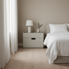 Quiet-Close Minimal Nightstand - Formaldehyde-Free MDF & Durable Rock Slab Top Bedside Table 2-Drawer For Bedroom Lumendat