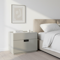 Quiet-Close Minimal Nightstand - Formaldehyde-Free MDF & Durable Rock Slab Top Bedside Table 2-Drawer For Bedroom Lumendat