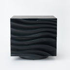 Romantic French Nightstand - Wave-Patterned Surface Solid Wood Multi-Layer Board Bedside Table 2-Drawer For Bedroom Lumendat
