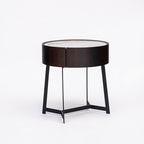 Cool Industrial Bedside Table - Eco-Friendly Material & Scratch-Resistant Sintered Stone Top Nightstand 1-Drawer For Bedroom Lumendat