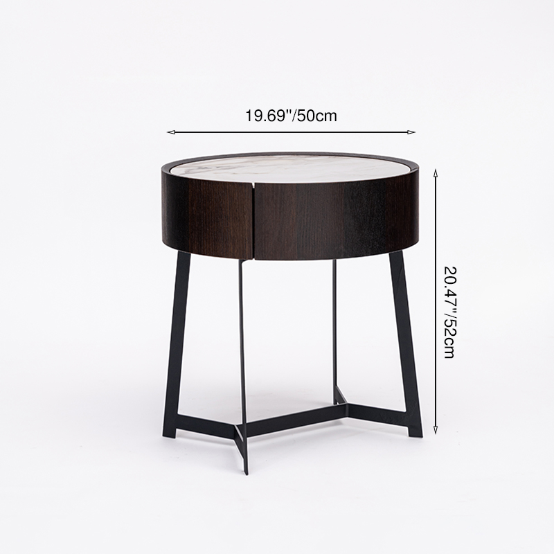 Cool Industrial Bedside Table - Eco-Friendly Material & Scratch-Resistant Sintered Stone Top Nightstand 1-Drawer For Bedroom Lumendat