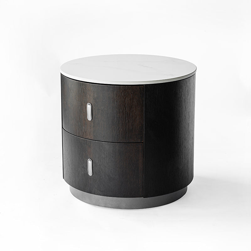 Elegant Retro Bedside Table - Stable Carbon Steel Feet Smooth 2-Drawer Glide Nightstand For Bedroom Lumendat
