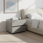 Sleek Smoked Wood Veneer Bedside Cabinet - Minimalist Non-Toxic Material Nightstand 2-Drawer For Bedroom Lumendat