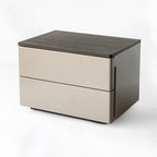 Eco-Conscious Bedside Table - Sleek Minimalist Style Durable & Easy-Care Nightstand 2-Drawer For Bedroom Lumendat