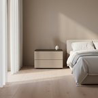 Eco-Conscious Bedside Table - Sleek Minimalist Style Durable & Easy-Care Nightstand 2-Drawer For Bedroom Lumendat