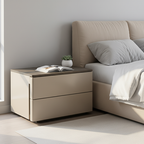 Eco-Conscious Bedside Table - Sleek Minimalist Style Durable & Easy-Care Nightstand 2-Drawer For Bedroom Lumendat