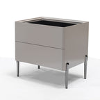 Sleek Minimalist Nightstand - Built-In Wireless Charging Bedside Table 2-Drawer For Bedroom & Living Room Lumendat
