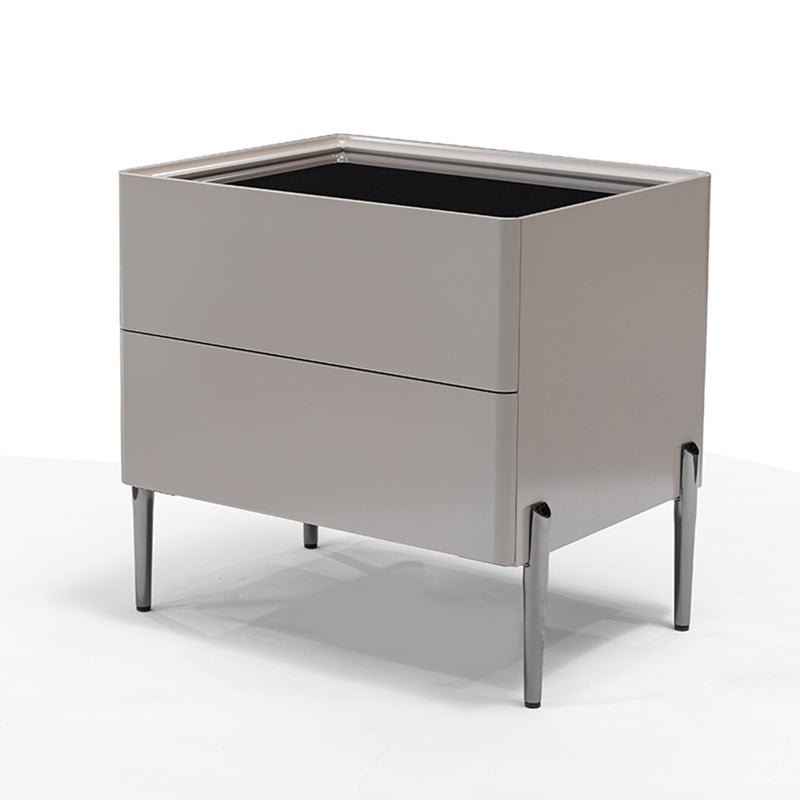 Sleek Minimalist Nightstand - Built-In Wireless Charging Bedside Table 2-Drawer For Bedroom & Living Room Lumendat