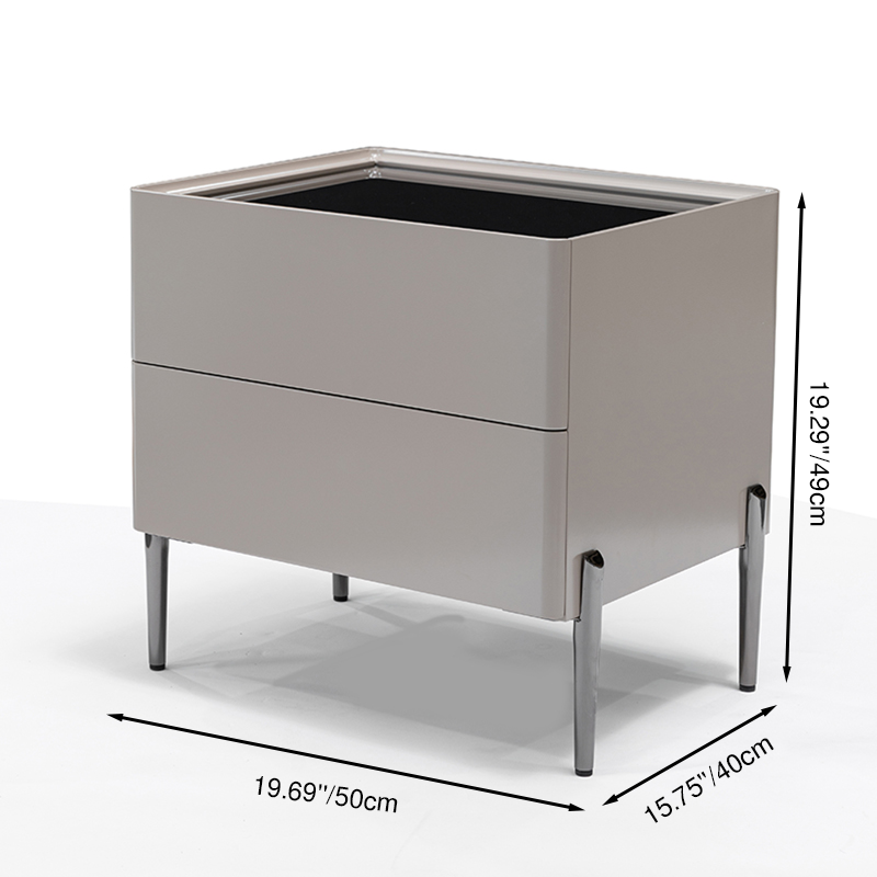 Sleek Minimalist Nightstand - Built-In Wireless Charging Bedside Table 2-Drawer For Bedroom & Living Room Lumendat