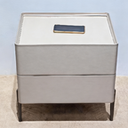 Sleek Minimalist Nightstand - Built-In Wireless Charging Bedside Table 2-Drawer For Bedroom & Living Room Lumendat