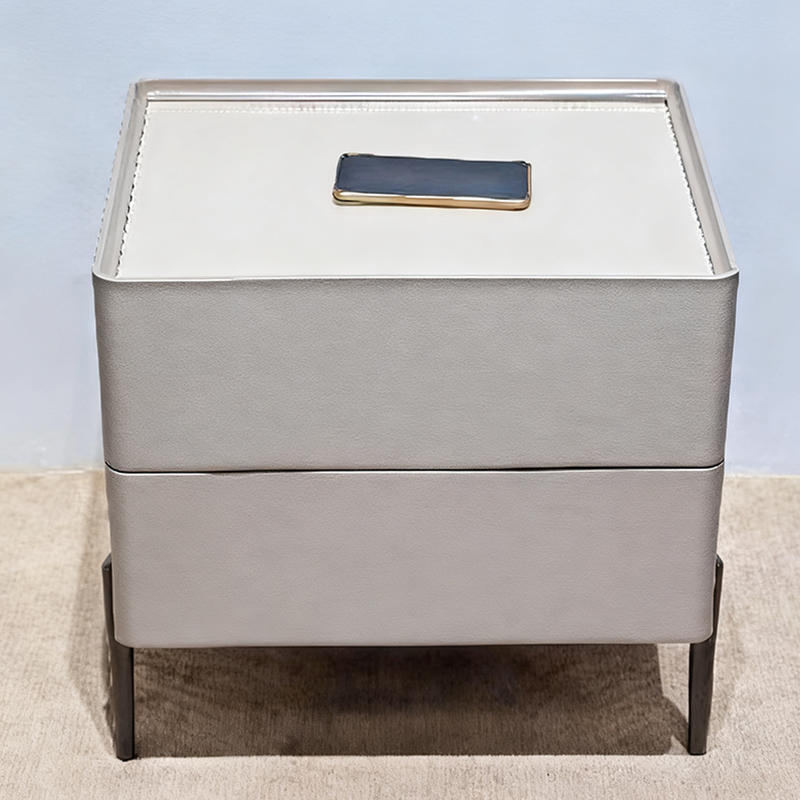 Sleek Minimalist Nightstand - Built-In Wireless Charging Bedside Table 2-Drawer For Bedroom & Living Room Lumendat