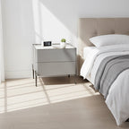 Sleek Minimalist Nightstand - Built-In Wireless Charging Bedside Table 2-Drawer For Bedroom & Living Room Lumendat