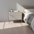 Sleek Minimalist Nightstand - Built-In Wireless Charging Bedside Table 2-Drawer For Bedroom & Living Room Lumendat
