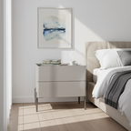 Sleek Minimalist Nightstand - Built-In Wireless Charging Bedside Table 2-Drawer For Bedroom & Living Room Lumendat