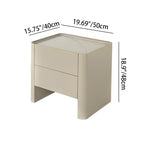 Traditional French Bedside Table - Rock Slab Tabletop & Light Vibe Nightstand 2-Drawer For Bedroom Lumendat