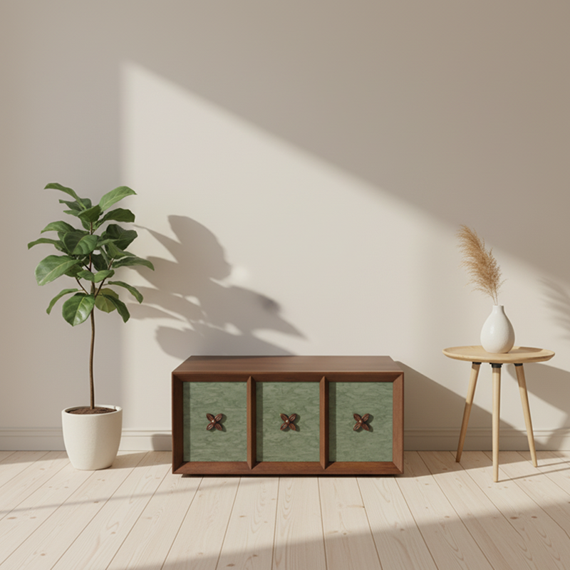 Vintage Eco-Friendly Drawer Cabinet - Elegant Flower Handles & Organized Storage Cabinet 1-Drawer For Living Room & Bedroom Lumendat
