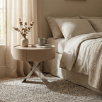 Traditional French Nightstand - Saddle Leather & Corrosion-Resistant Base Bedside Table 1-Drawer For Bedroom Lumendat