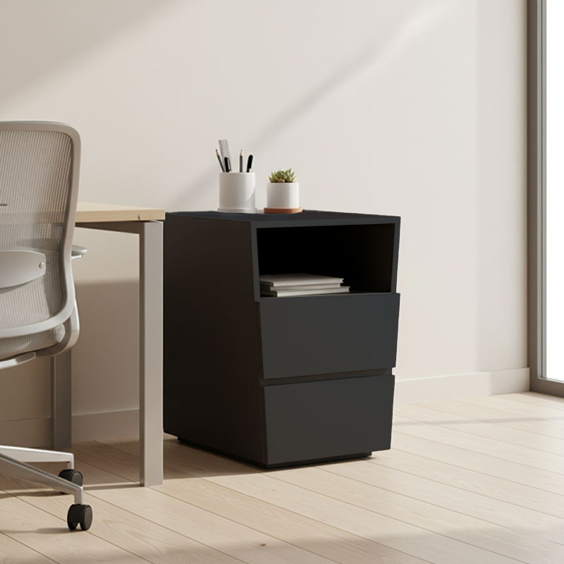 Compact Office Bedside Cabinet - Space-Saving Solid Wood & Organized Storage Cabinet 2-Drawer For Home Office Lumendat